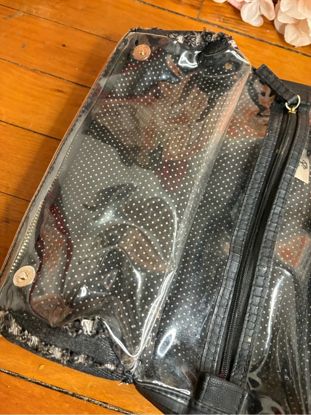 Christian Lacroix Black Textured Cosmetic Case with Gold Logo